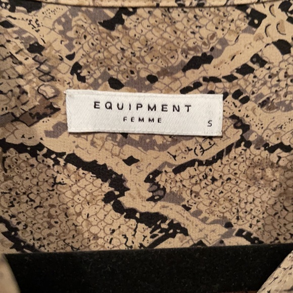 Equipment Python Print Silk Button Down Blouse, S - Picture 4 of 6